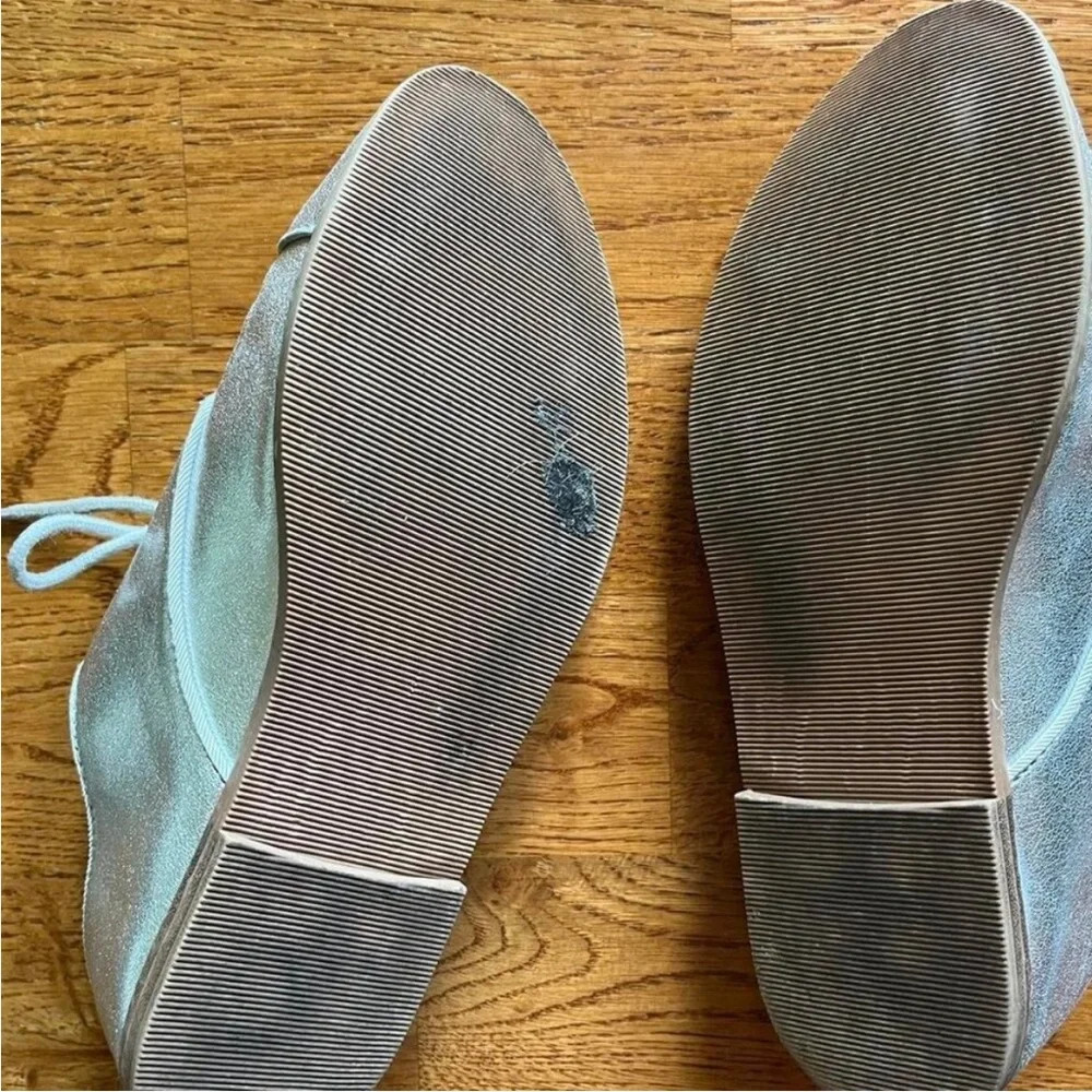 GAP silver oxford shoe flats lace up faux leather girl y4 tap cap toe dress jazz